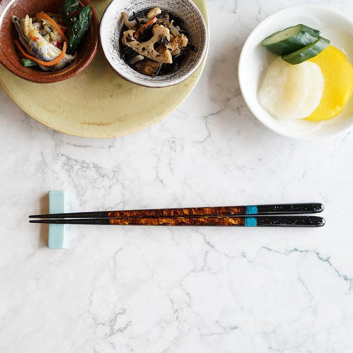 [CHOPSTICKS] PAIR NIGHT SKY WITH CHOPSTICK REST (22.5cm) | CHOPSTICKS OF WAKASA | CRYSTAL
