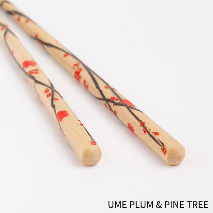 [CHOPSTICKS] RIMPA FLOWER (UME PLUM & PINE TREE, FLOWER FUJI WISTARIA & TAKE BAMBOO) | WAKASA LACQUERED CHOPSTICKS | MATSUKAN