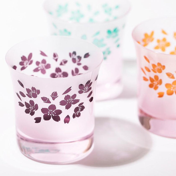 [CHOUKOKU GLASSES (CARVING) YUME GLASS] SAKURA OLD-FASHIONED GLASS PAIR | TABLEAU