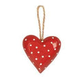 Christmas Wooden Polka dot Hanging Heart Red.