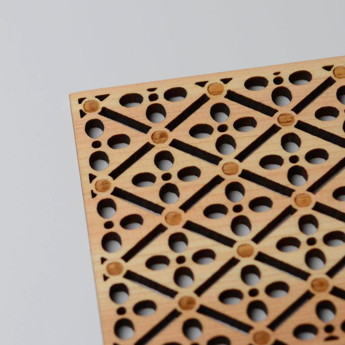 [COASTER] PLUM BLOSSOMS ON DIAMOND PATTERN | PRINTING AND KYO-YUZEN ENGRAVING| SANSAI STUDIO