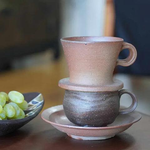 [COFFEE DRIP SET] CUP & SAUCER , DRIPPER | BIZEN WARES| NAOTO TSUNEKI