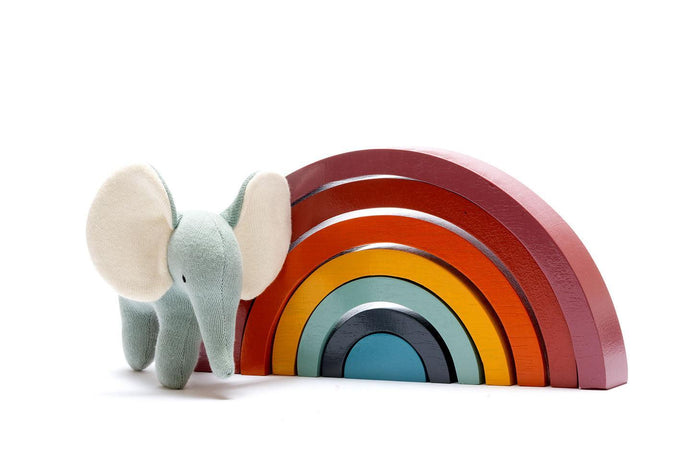 Contemporary Wooden Rainbow Stacker Fair Trade.