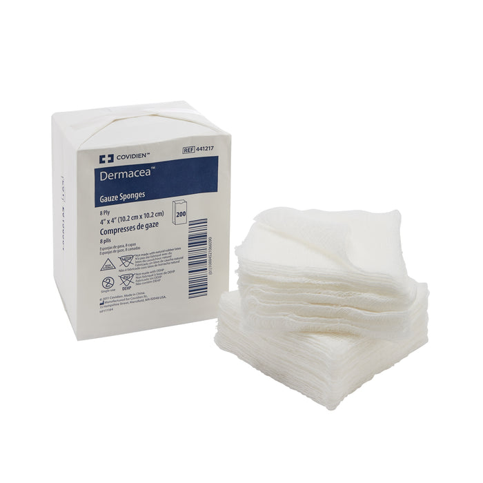 Covidien Dermacea Cotton Gauze Pads Veterinary & Medical Use 4x4 8-Ply Box of 200