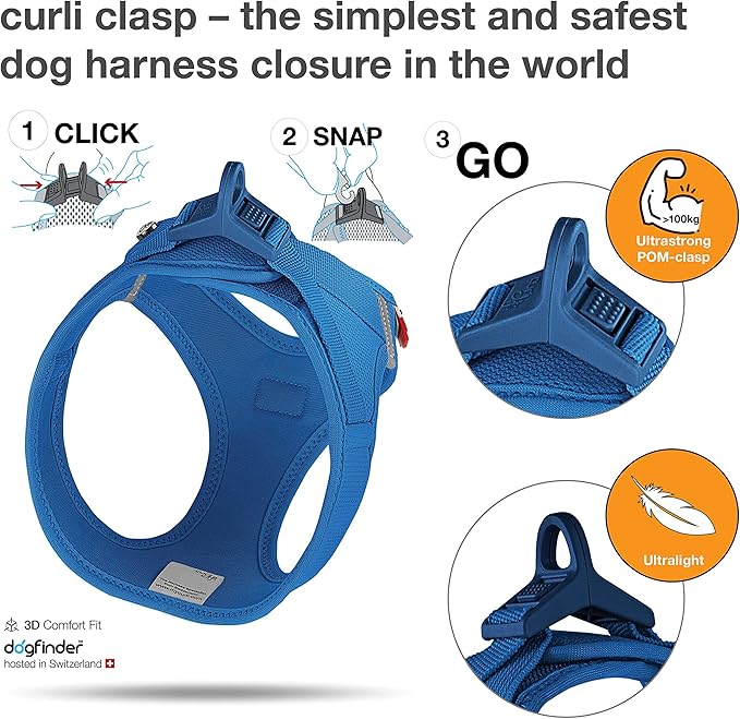 Curli Clasp Vest Harness Air-Mesh Blue