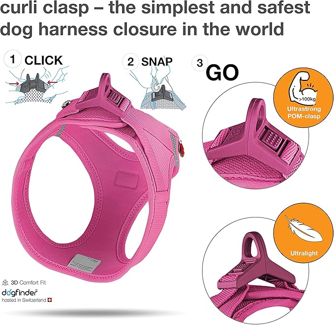 Curli Clasp Vest Harness Air-Mesh Fuchsia