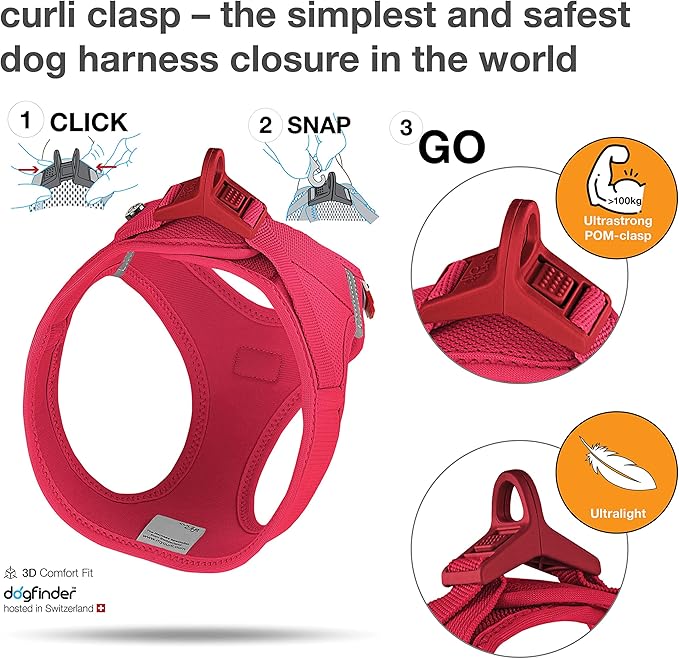 Curli Clasp Vest Harness Air-Mesh Red
