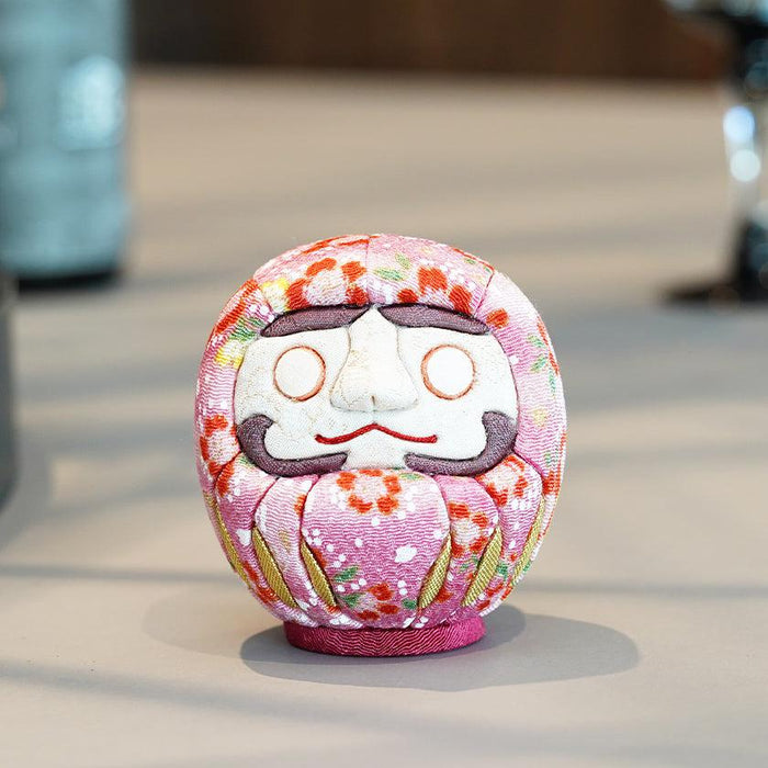 Pink chirimen fabric Daruma doll with floral pattern, Edo art doll | Tokyo, Kakinuma Dolls
