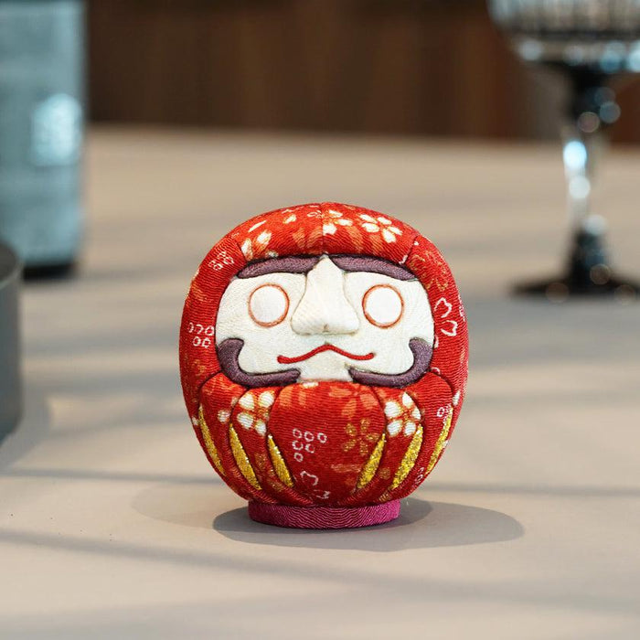 Red chirimen fabric daruma doll with sakura pattern, Edo art doll | Kakinuma Dolls, Japan