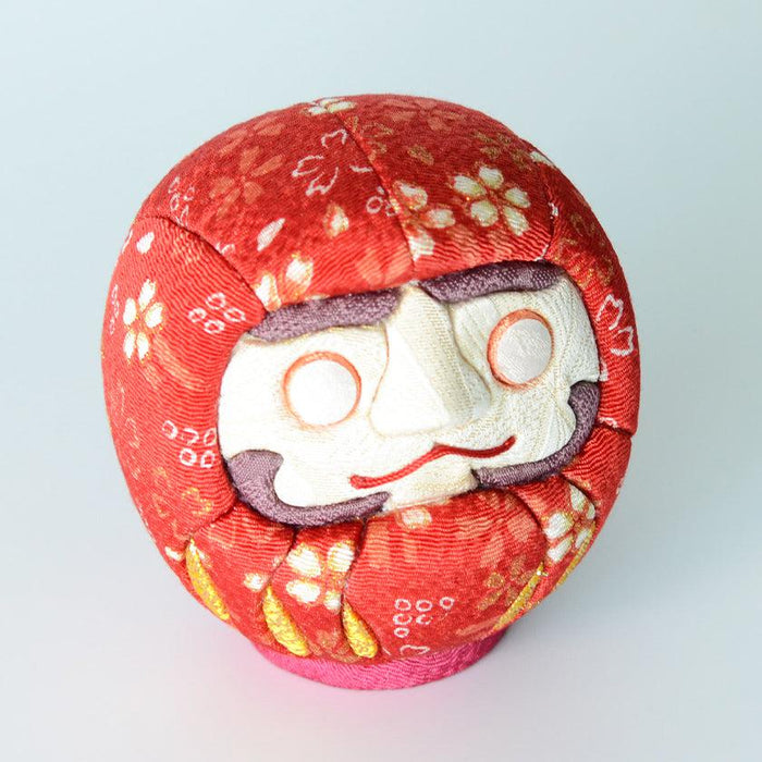 Red chirimen fabric daruma doll with sakura pattern, Edo art doll | Tokyo, Kakinuma Dolls