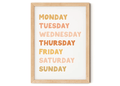 Days of the Week Nursery Print.