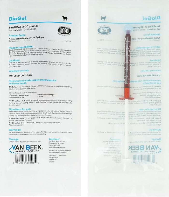 DiaGel Diarrhea Control Gel 1 ml Small Dogs Digestive Upset Loose Stool Relief 2-Pack