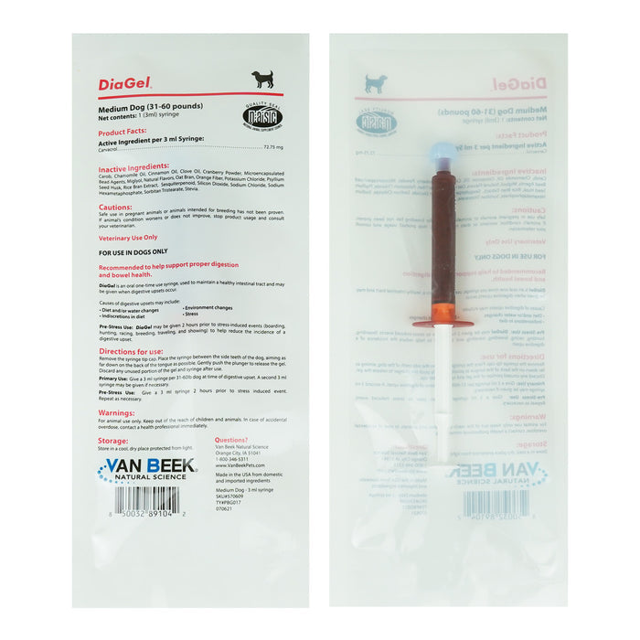 DiaGel Diarrhea Control Gel 3 ml Medium Dogs Digestive Upset Loose Stool Relief