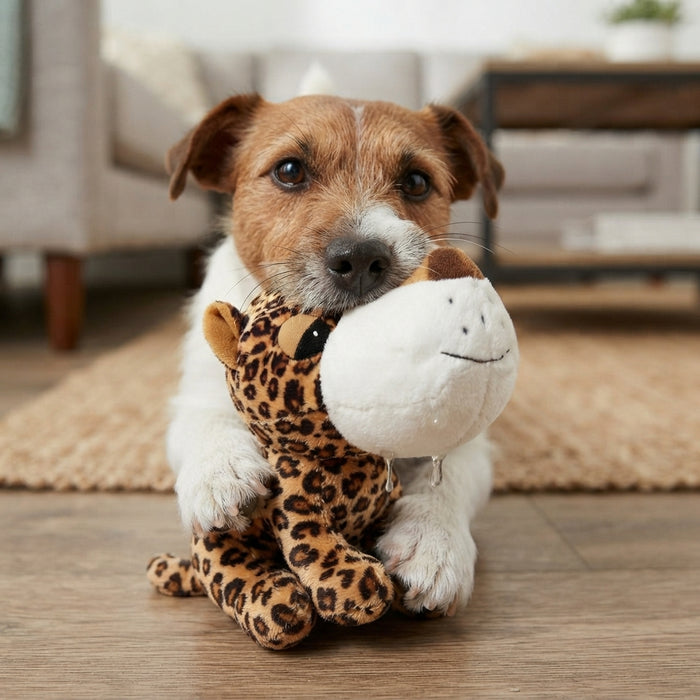 Digger's Mini FatHedz Cheetah Plush Dog Toy 7-Inch With Squeaker 2-Pack