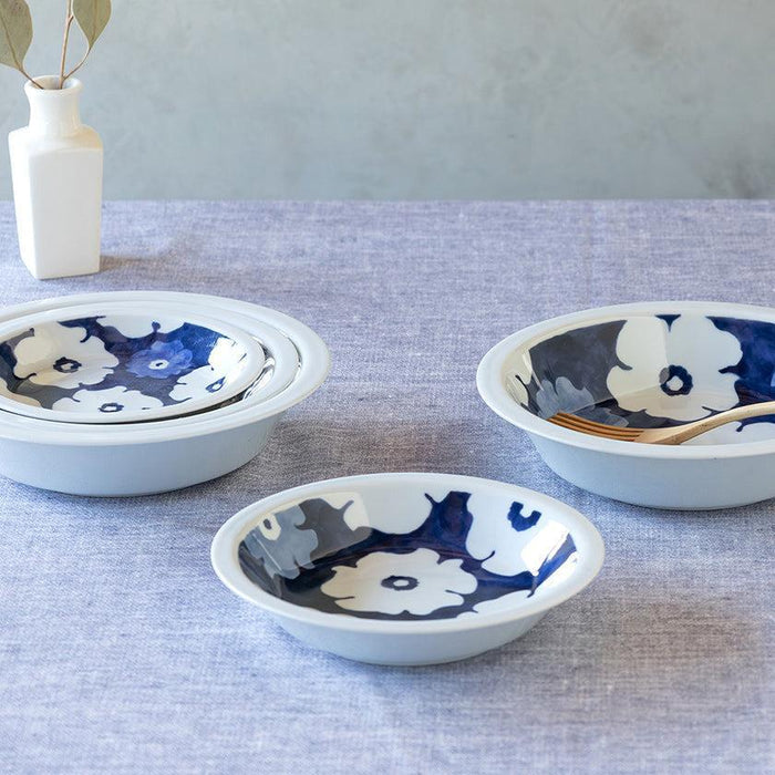 [DISH SETS] INDIGO FLOWER (S & M & L) SET OF 3 | HASAMI WARES| SAIKAI TOKI