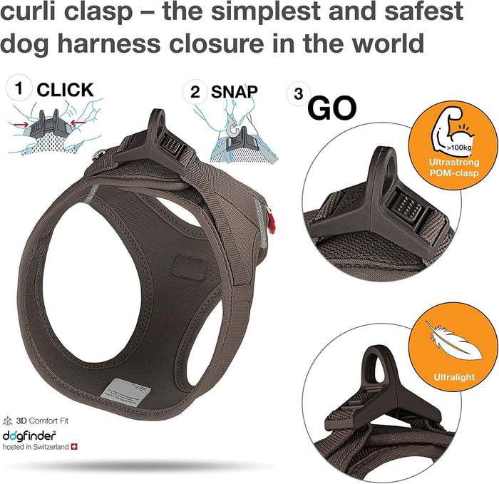Dog Curli Air Mesh Clasp Brown Vest Harness