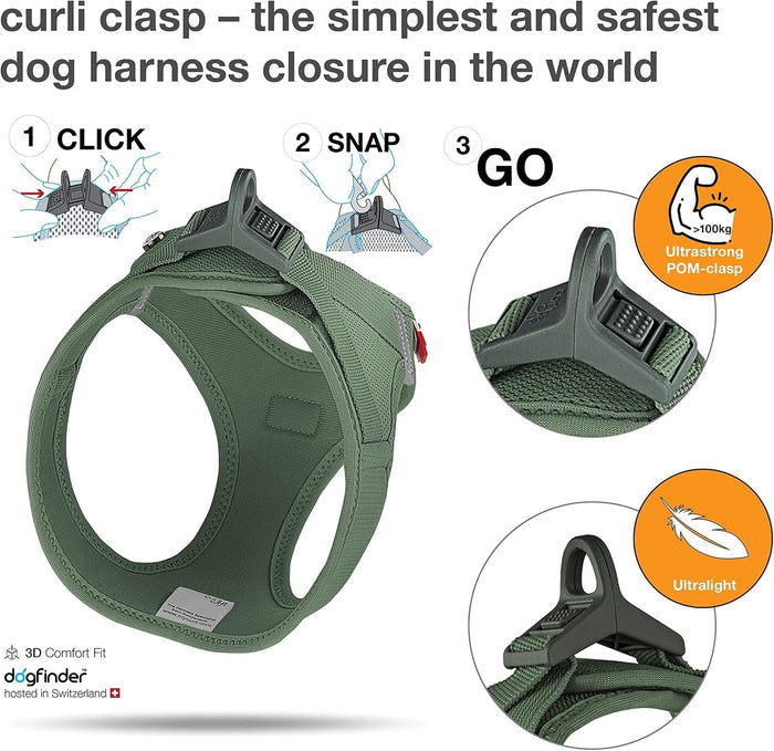 Dog Curli Air Mesh Clasp Moss Vest Harness