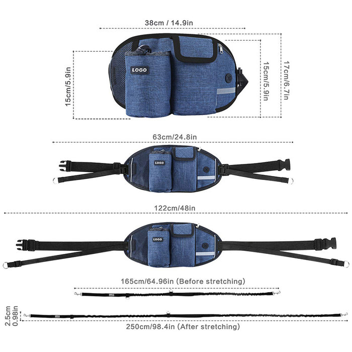 Dog Training Leash Waist Bag Hands-Free Outdoor Pet Running Walking Leash Portable Dog Food Water Cup Storage Bags - photo 7
