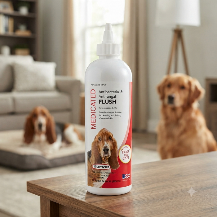 Durvet Antibacterial & Antifungal Topical Pet Skin & Ear Flush 12 oz. Bottle