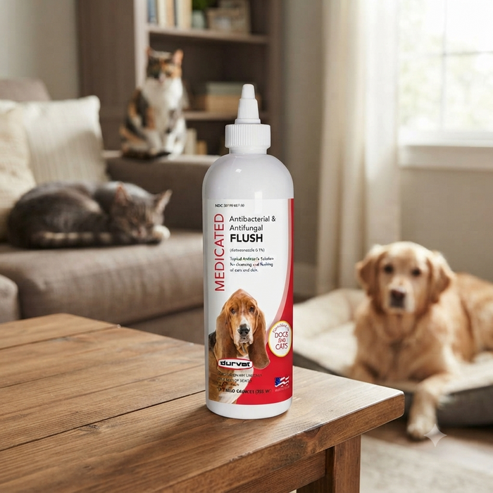 Durvet Antibacterial & Antifungal Topical Pet Skin & Ear Flush 12 oz. Bottle