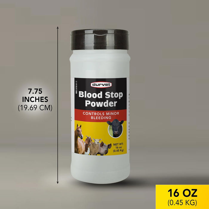Durvet Blood Stop Powder for Livestock First Aid 16 oz.