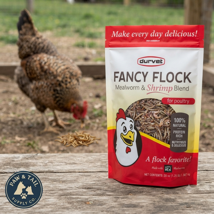 Durvet Fancy Flock Mealworm & Shrimp Blend Poultry Treats 20 oz.