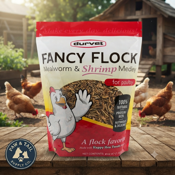 Durvet Fancy Flock Mealworm & Shrimp Blend Poultry Treats 20 oz.