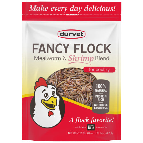 Durvet Fancy Flock Mealworm & Shrimp Blend Poultry Treats 20 oz.