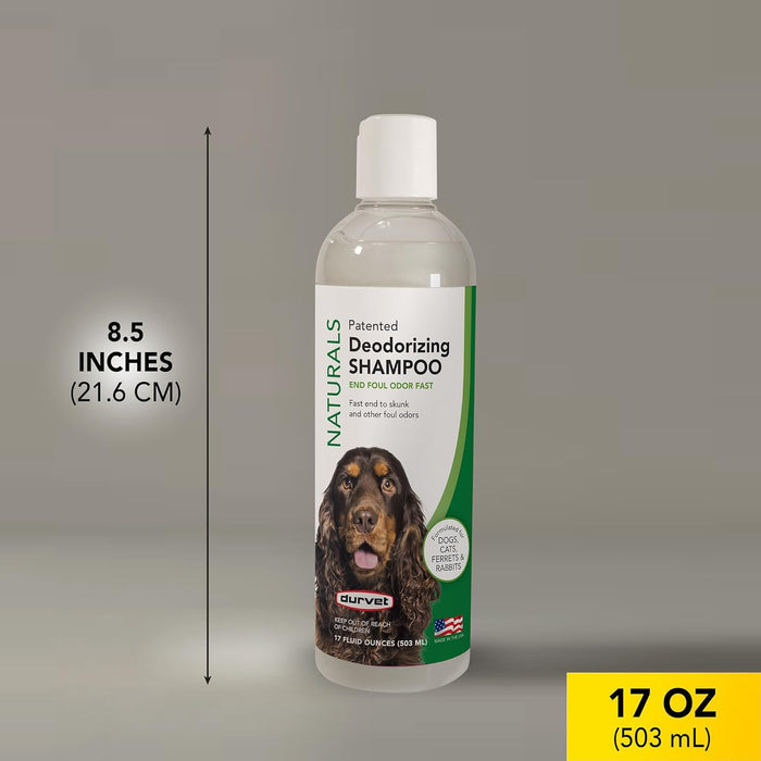 Durvet Naturals Deodorizing Shampoo for Dogs Cats Ferrets & Rabbits 17 oz.