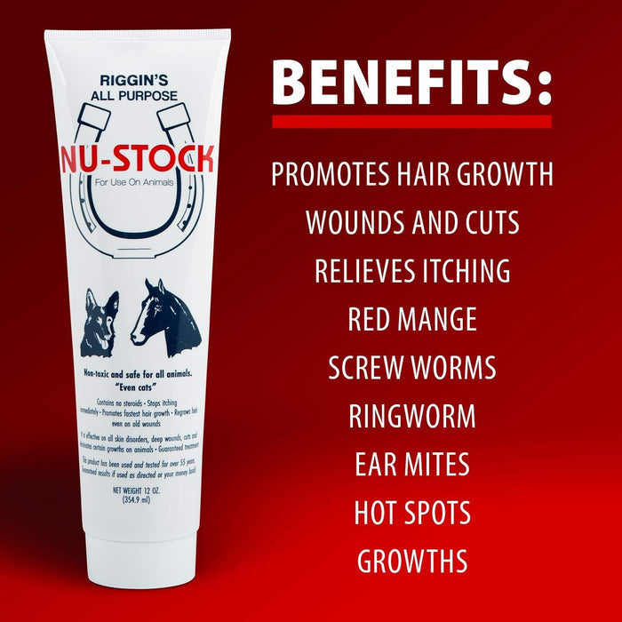 Durvet Nu-Stock Wound Cream Mange Ringworm Cuts Animals 12oz. 2-Pack
