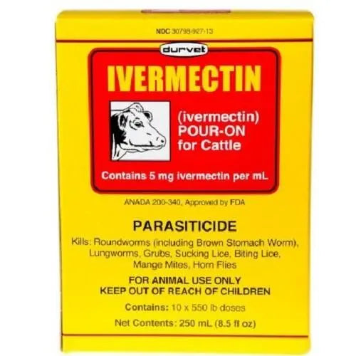 Durvet Pour On Parasiticide for Cattle 250mL Durvet