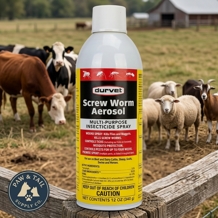 Durvet Screw Worm Aerosol Spray Livestock Fly & Tick Control 12 oz.