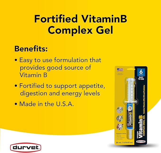 Durvet Vitamin B Complex Oral Gel for Goats Sheep & Calves 30mL 2-Pack