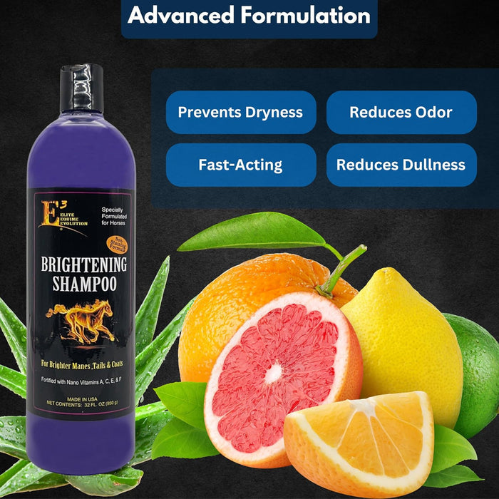 E3 Elite Brightening Horse Shampoo 32oz. Deep Cleansing & Coat Enhancer