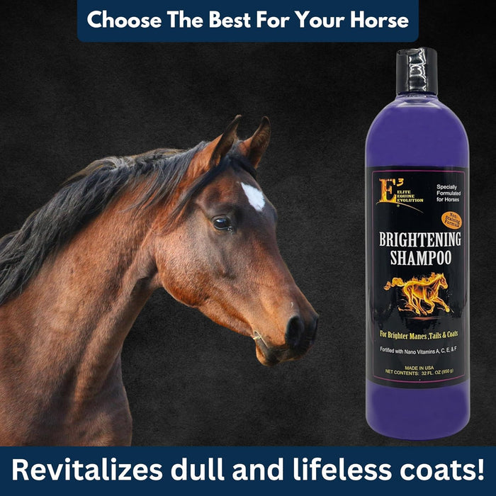 E3 Elite Brightening Horse Shampoo 32oz. Deep Cleansing & Coat Enhancer