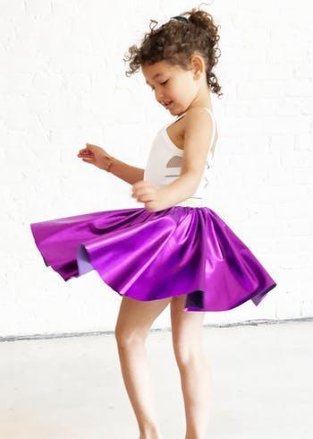 Elastic Metallic Purple Twirly Skirt NEW ARRIVAL - Ruby & Grace