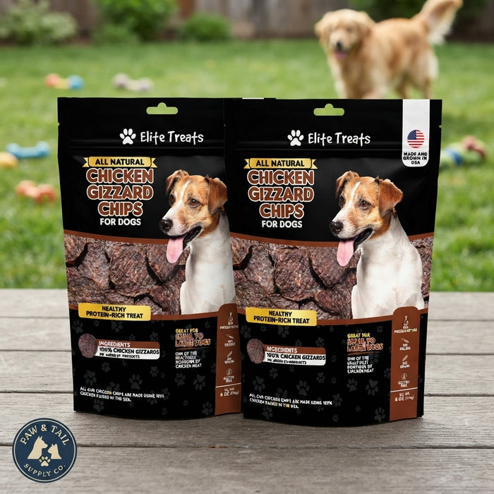 Elite Treats Chicken Gizzard Chips USA Made Dog Training Treats 6 oz. 2-Pack