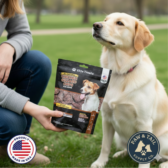Elite Treats Chicken Gizzard Chips USA Made Dog Training Treats 6 oz. 2-Pack