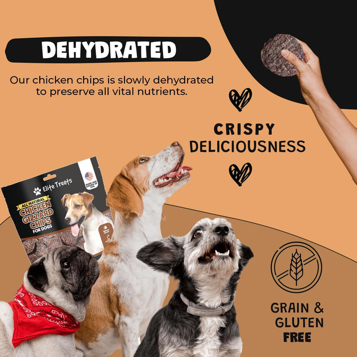 Elite Treats Chicken Gizzard Chips USA Made Dog Training Treats 6 oz. 2-Pack