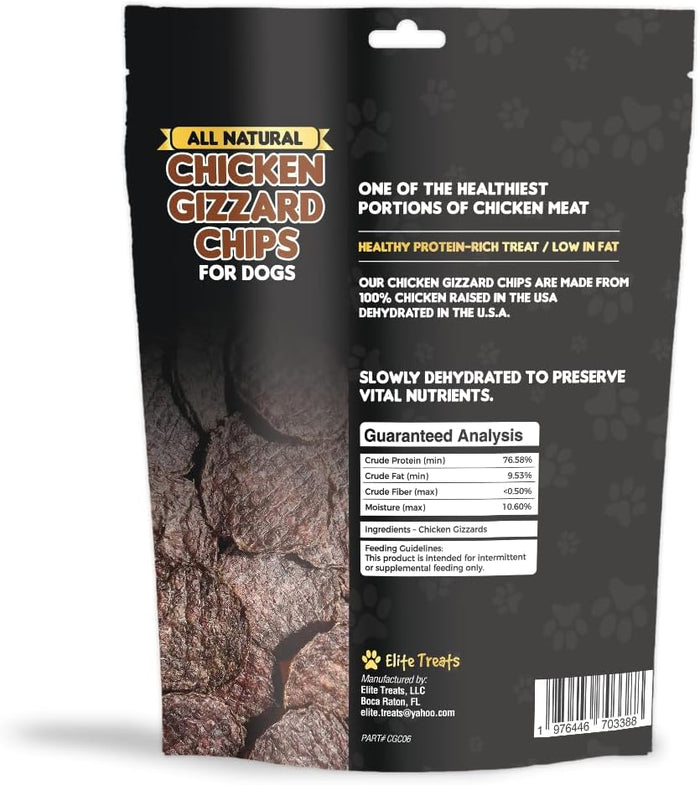 Elite Treats Chicken Gizzard Chips USA Made Dog Training Treats 6 oz. 2-Pack