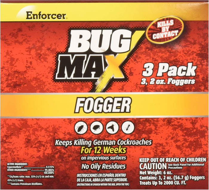 Enforcer 4 Hour Fogger 3 Pack 2 oz Roach Flea Tick Fly Killer Odorless 2000cuft