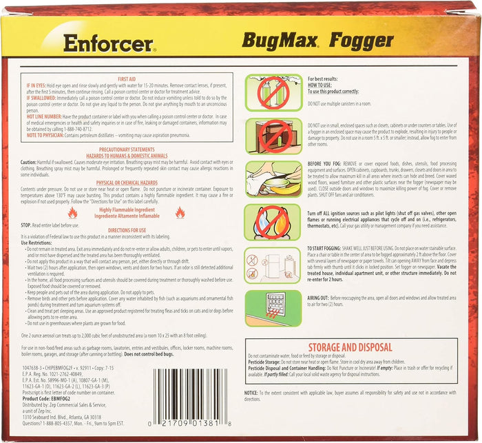 Enforcer 4 Hour Fogger 3 Pack 2 oz Roach Flea Tick Fly Killer Odorless 2000cuft