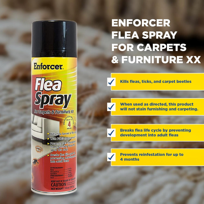 Enforcer Flea Spray for Carpets and Furniture Indoor Flea Control Spray 14 oz. 2-Pack