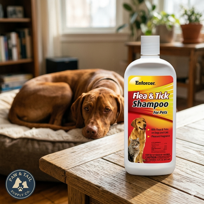 Enforcer Flea & Tick Shampoo for Dogs & Cats Pet Grooming 16 oz.