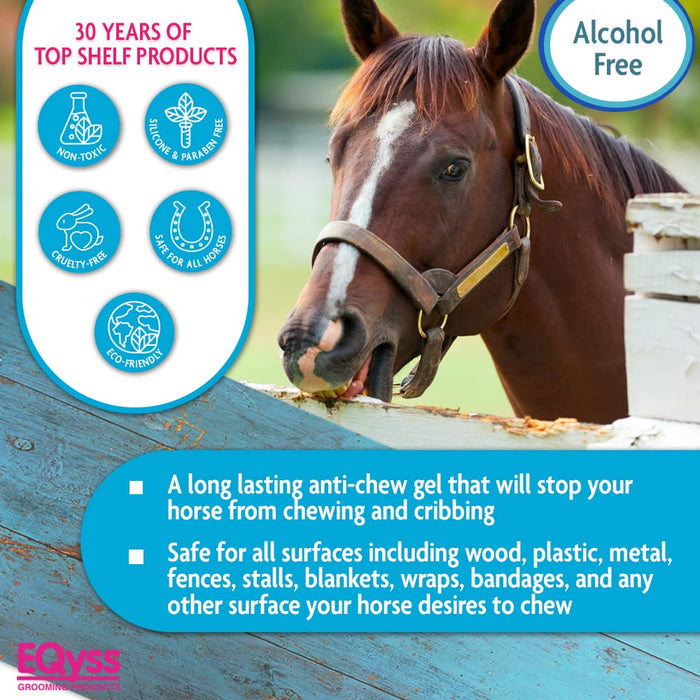 EQyss Crib-Guard Anti-Chewing Gel w/ Brush 16 oz. Aloe-Based Anti-Chew Horses