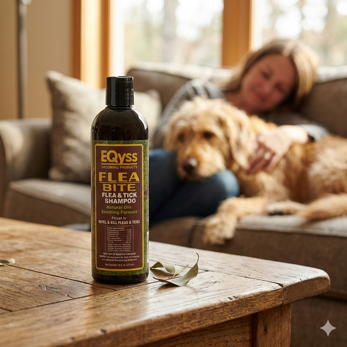 EQyss Flea Bite Shampoo 16 oz. Natural Oils pH Balanced Flea & Tick Dogs Cats