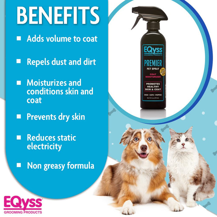 EQyss Premier Pet Coat Moisturizing Spray – No Residue, Soothes Dry Skin