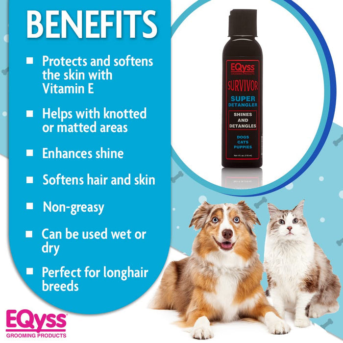 EQyss Survivor Pet Coat Detangler – Removes Knots, Mats & Adds Shine