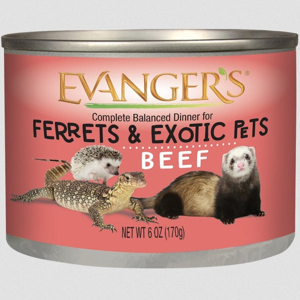 Evanger's Beef Dinner for Ferrets & Exotic Pets Grain Free 6 oz. Can 12-Pack