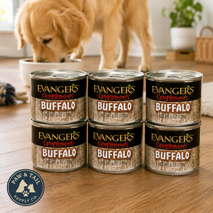 Evanger's Complements Grain Free Buffalo Dog & Cat Food Topper 6 oz. 6-Pack